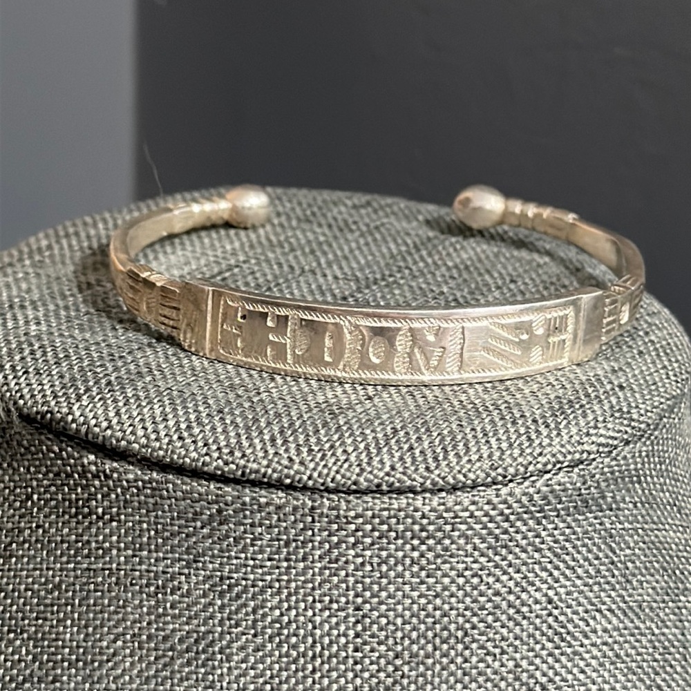 Vintage Silver Nameplate Cuff Bracelet Bangle